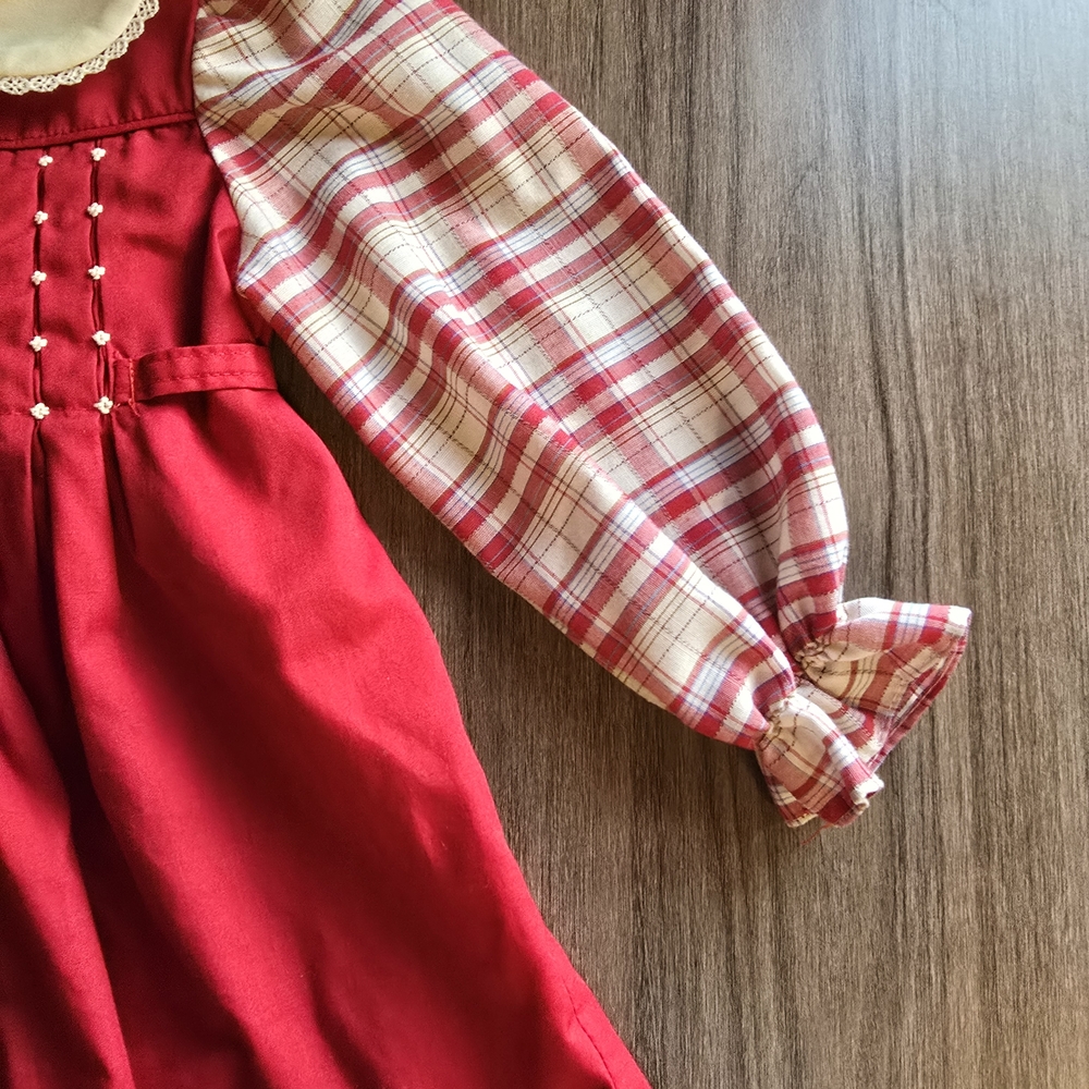 Vintage Poly Flinders Adorable Red Plaid Girls 3T  Casual Dress Christmas Clean - Picture 4 of 8
